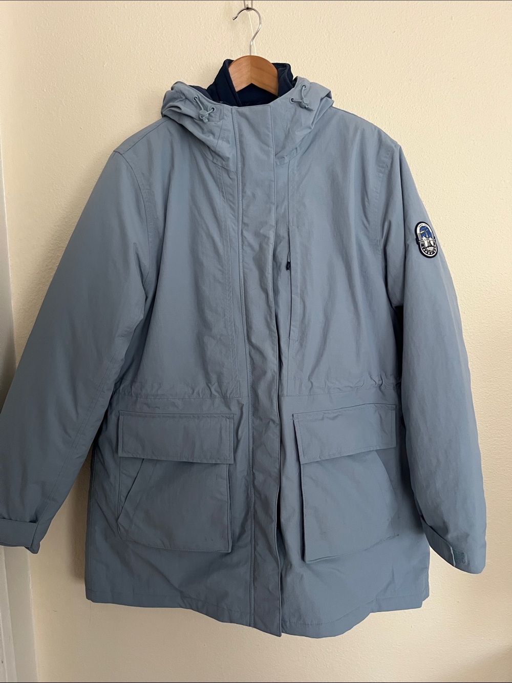 Lands' End Women’s Pale Blue Hooded Puffer 3-in-1 Jacket